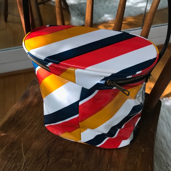 Colorful vintage vinyl zip bag w shoulder strap - Picture 2 of 13